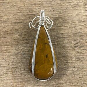 Golden Swirled Agate Necklace Pendant